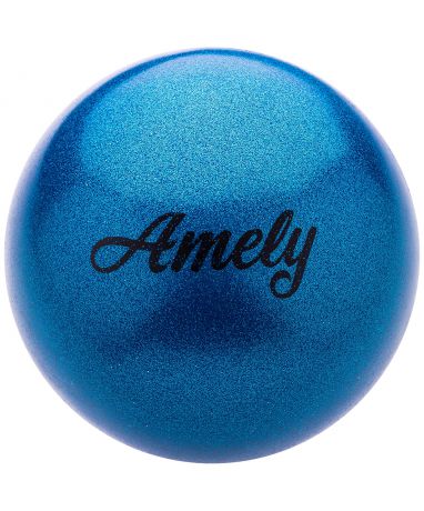 Мяч для художественной гимнастики Amely Agb-103 19 см, синий, с насыщенными блестками