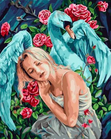 Картина по номерам Paintboy (Original) "Девушка. Лебедь. Розы" 40х50см