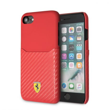 Чехол Ferrari On Track Carbon для iPhone 8/7, красный