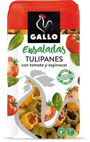 Макароны в форме тюльпанов Gallo (Испания) из твердых сортов пшеницы трехцветные с овощами 250г