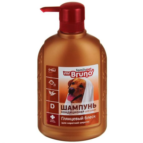 Шампунь-кондиционер для собак Mr. Bruno "Глянцевый блеск", для короткой шерсти, 350 мл