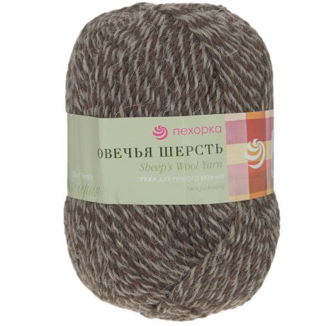 Пряжа для вязания Пехорка "Овечья шерсть", цвет: коричневый, серый (896), 200 м, 100 г, 10 шт