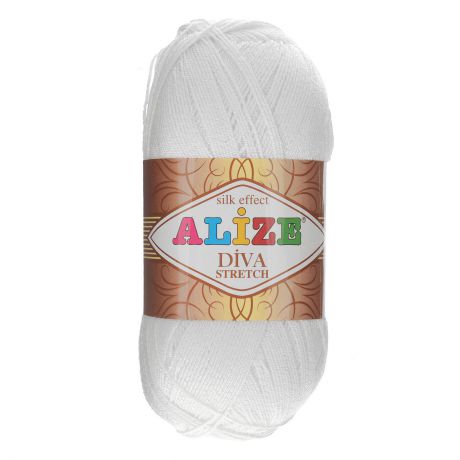 Пряжа для вязания Alize "Diva Stretch", цвет: белый (55), 400 м, 100 г, 5 шт
