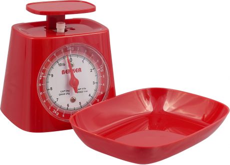 Весы кухонные "Bekker", цвет: красный, 5 кг
