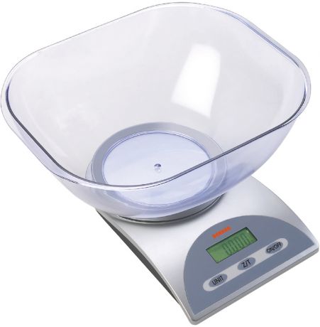 Весы кухонные "Bekker", цвет: прозрачный, серый, до 5 кг