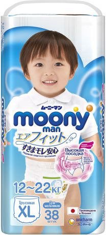 Moony Подгузники-трусики для мальчиков 12-22 кг размер XL 38 шт