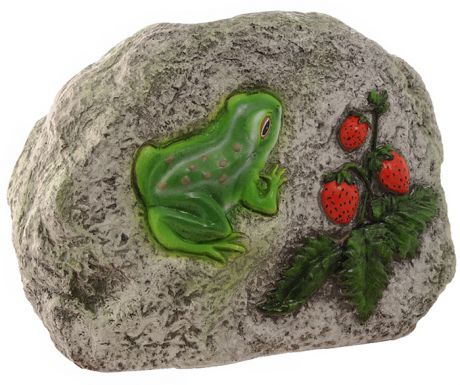 Декоративная фигурка "Камень с лягушкой и земляникой"