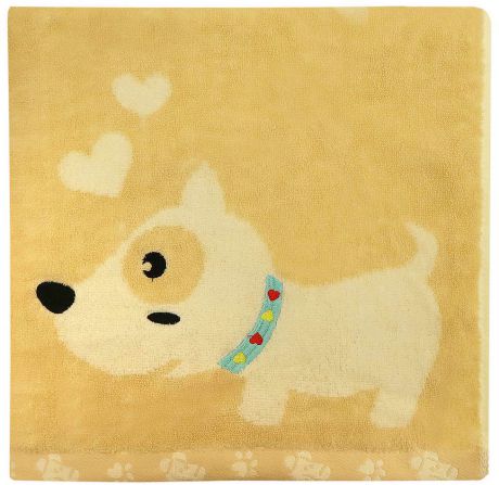 Полотенце махровое Bravo "Забавный щенок", цвет: бежевый, 60 x 120 см