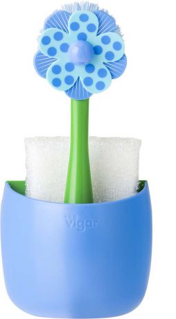 Набор для мытья посуды Vigar "Lolaflor", цвет: голубой, 2 предмета