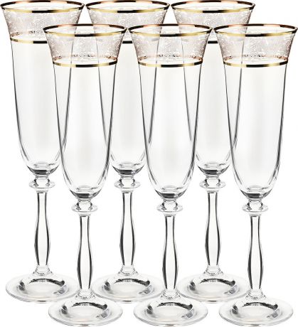 Набор бокалов для шампанского Bohemia Crystal "Анжела", 190 мл, 6 шт. 40600/437586/190