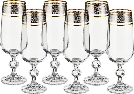 Набор бокалов для шампанского Bohemia Crystal "Клаудия", 180 мл, 6 шт. 40149/43249/180