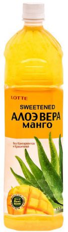 Lotte Aloe Vera напиток безалкогольный негазированный с мякотью алоэ со вкусом Манго, 1,5 л