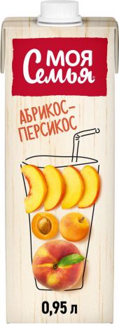 Напиток сокосодержащий из  яблок, персиков и абрикосов, обогащенный провитамином А "Моя Семья", 12 шт по 0,95 л