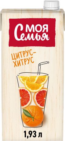 Напиток сокосодержащий из апельсина и грейпфрута, обогащенный провитамином А "Моя Семья", 6 шт по 1,93 л