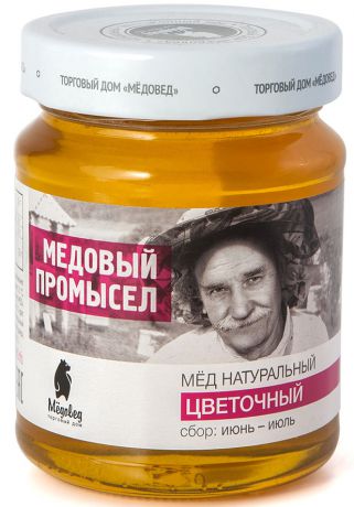 Медовед Медовый промысел мед пчелиный натуральный цветочный, 350 г