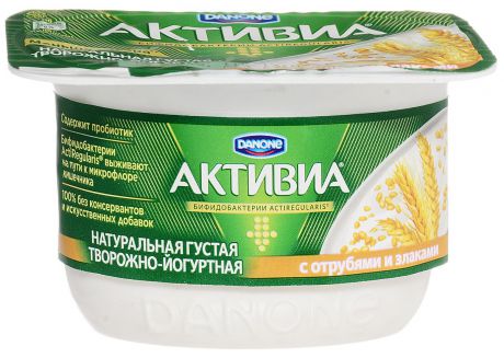 Активиа Биопродукт творожно-йогуртный Отруби злаки 4,5%, 130 г