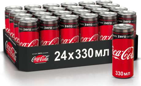 Coca-Cola Zero напиток сильногазированный 24 штуки по 0,33 л