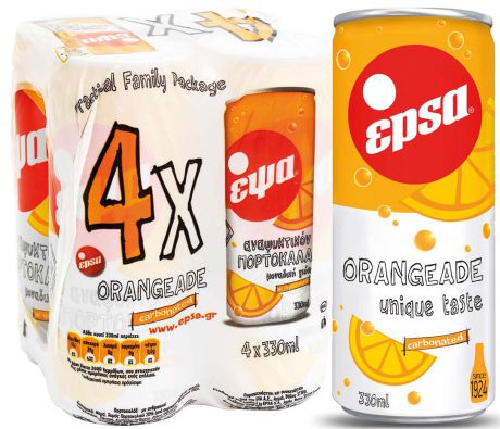 Epsa Портоколада напиток газированный с соком апельсина, 4 шт по 0,33 л