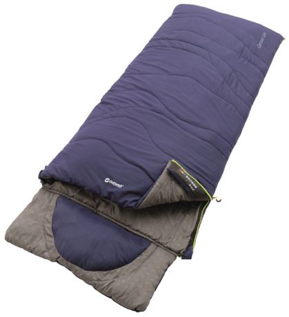 Спальный мешок-одеяло Outwell "Contour Lux Royal", с подголовником, цвет: синий, правосторонняя молния, 225 х 90 см