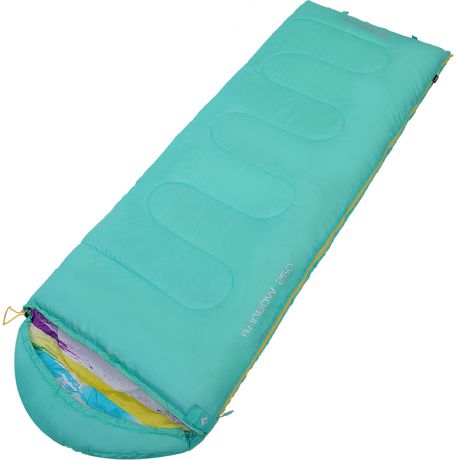 Спальный мешок-кокон KingCamp "Rainbow 250", правосторонняя молния, цвет: бирюзовый