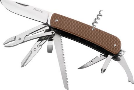 Нож складной туристический Ruike L51-N, цвет: коричневый