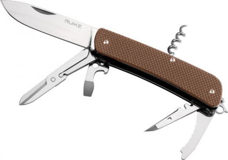 Нож складной туристический Ruike L31-N, цвет: коричневый