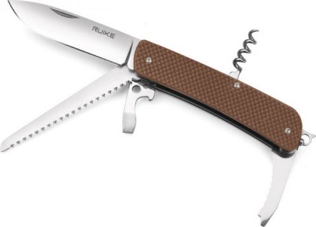 Нож складной туристический Ruike L32-N, цвет: коричневый