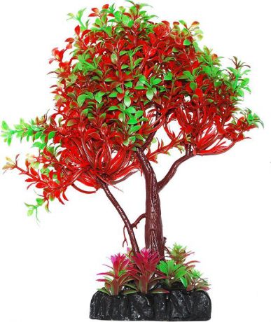 Растение для аквариума Уют "дерево зелено-красное", высота 22 см