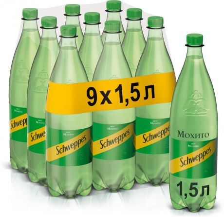 Schweppes Мохито напиток сильногазированный, 9 штук по 1.5 л