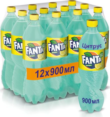 Напиток сильногазированный Fanta "Цитрус", 12 шт по 0,9 л