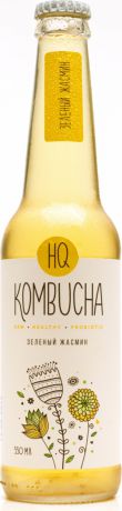 Напиток слабогазированный HQ Kombucha "Зеленый жасмин", безалкольный, натуральный, 0,33 л