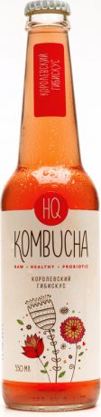 Напиток слабогазированный HQ Kombucha "Королевский гибискус, безалкольный, натуральный, 0,33 л