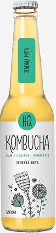 Напиток слабогазированный HQ Kombucha "Зеленая мята", безалкольный, натуральный, 0,33 л