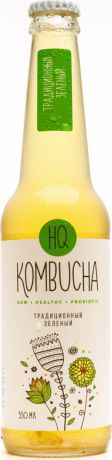 Напиток слабогазированный HQ Kombucha "Традиционный зеленый", безалкольный, натуральный, 0,33 л