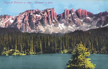 Почтовая открытка "Lago di Carezza". Италия, середина ХХ века