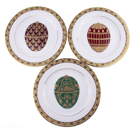 Комплект из 3 тарелок "Muirfield". Фарфор, роспись, золочение. Великобритания, Muirfield, 1990-е гг.