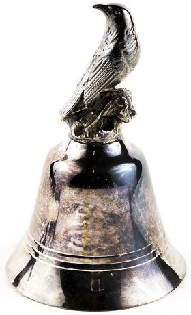 Колокольчик "Певчий дрозд". Металл, серебрение. Danbury Mint, США, вторая половина ХХ века