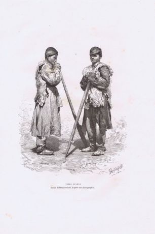 Гравюра. Сваны. Грузия. Ксилография. Франция, Париж, 1881 год