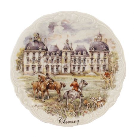Коллекционная фарфоровая тарелка "Замок Шеверни". Фарфор, роспись. Франция, конец ХХ века.
