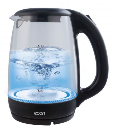 Чайник электрический ECON 1,7 л, стеклянный, с LED подсветкой