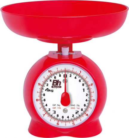 Весы кухонные механические "Bayerhoff", цвет: красный, до 5 кг