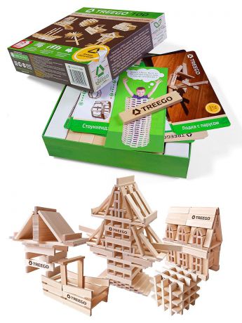 Деревянный конструктор-игра из дощечек, 112 деталей
