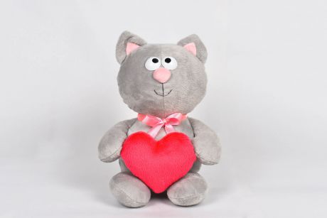 Мягкая игрушка Princess Love Котик с сердцем серый серый