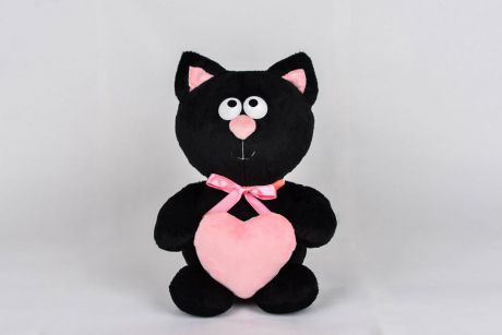 Мягкая игрушка Princess Love Котик с сердцем черный
