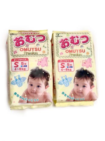 OMUTSU Подгузники детские S (4-8 кг), 2 упаковки по 5 шт.