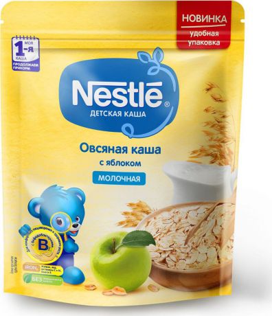 Каша для детей Nestle, молочная, овсяная, с яблоком, 220 г