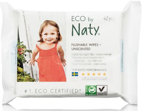 Naty Влажные салфетки детские смываемые 42 шт