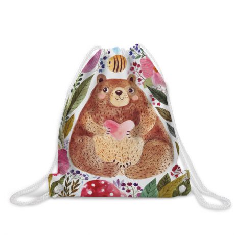 Рюкзак-мешок "Добрый медведь в цветах" непромокаемый, 38x40 см