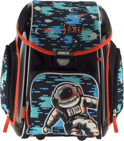 Рюкзак детский Seventeen Космонавт, с эргономической спинкой, SKGB-UT8-156, черный, синий, 38 х 30 х 19 см