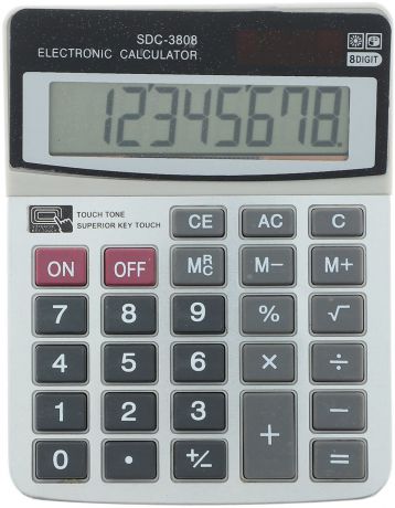 Калькулятор SDC-3808, настольный, 08-разрядный, 589587, мультиколор